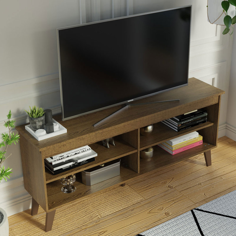 Madesa TV Stand Cabinet with 4 Shelves for TVs up to 55 Inches 12 D x 53 L Rustic